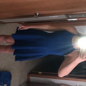 Olivia Rae high neck royal blue swing dress